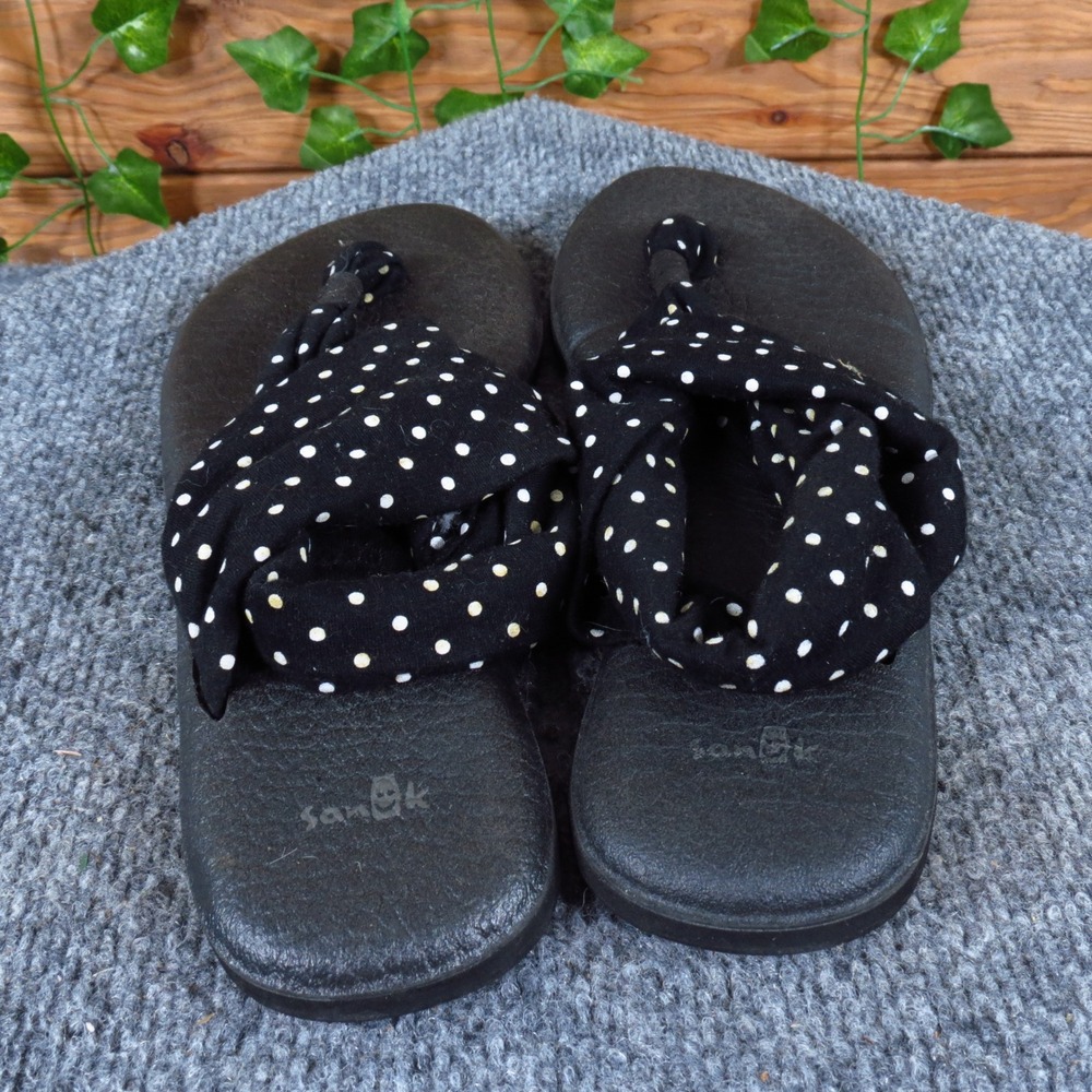 Sanuk Yoga Sling 2 Women Sandal Size 10 Casual Comfort Black White Polka Dot - Picture 4 of 6